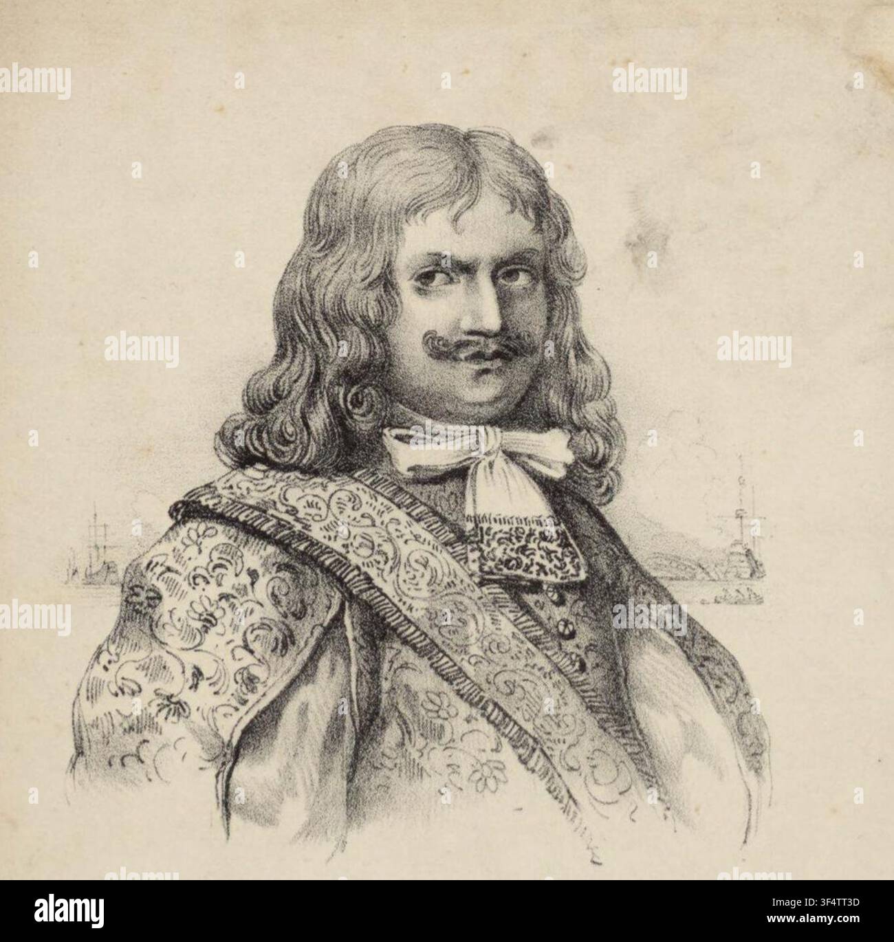 Henry Morgan, pirate et corsaire gallois, dans un portrait, publié par Henry Colburn en 1842, basé sur une ressemblance antérieure. Banque D'Images