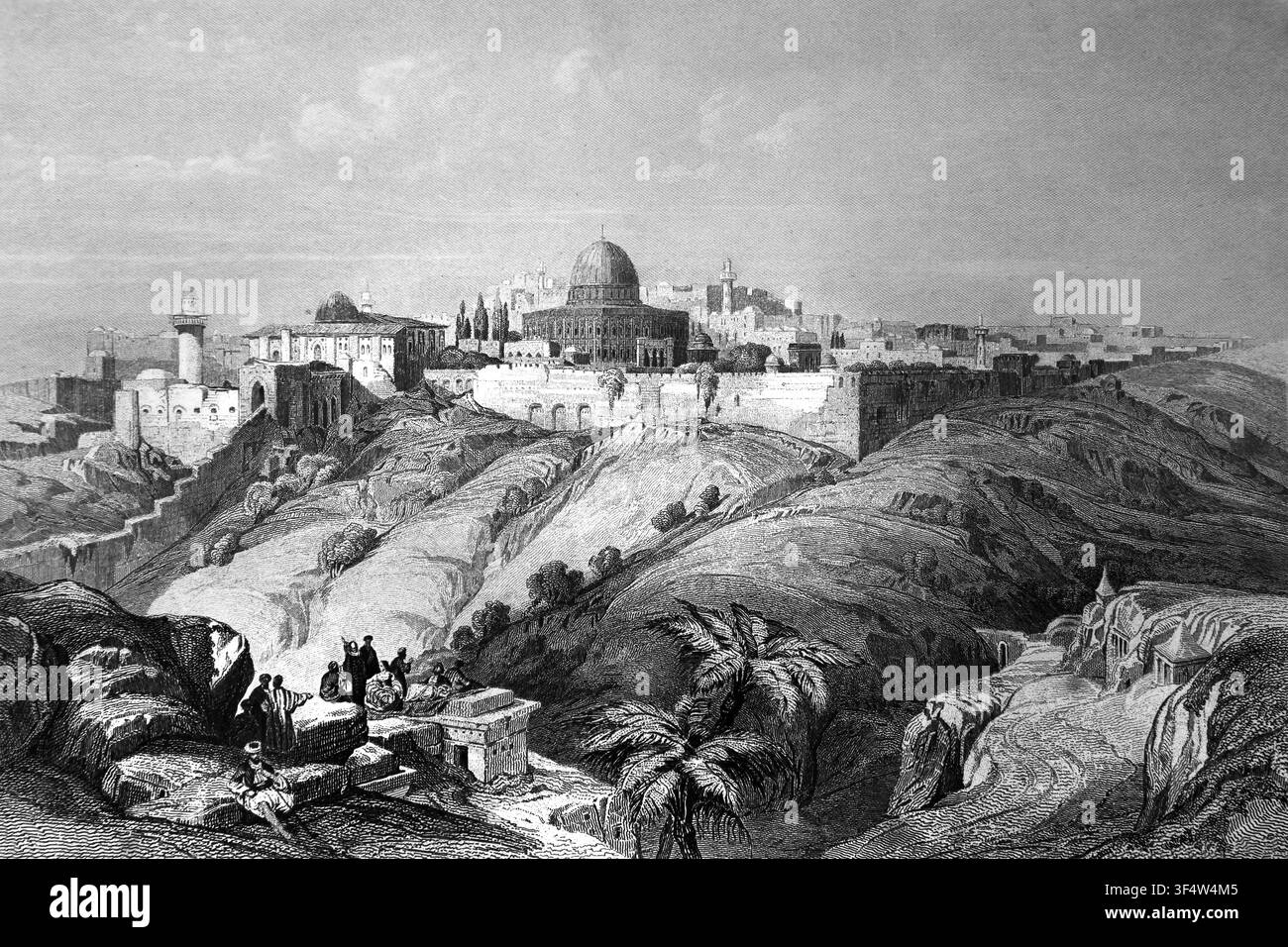 Gravure de la Cité Sainte de Jérusalem montrant la Mosquée d'Omar dans "The Bible Educator" édité par le Révérend E.H. Plumptre, Vicar de Bickeley, Preb Banque D'Images