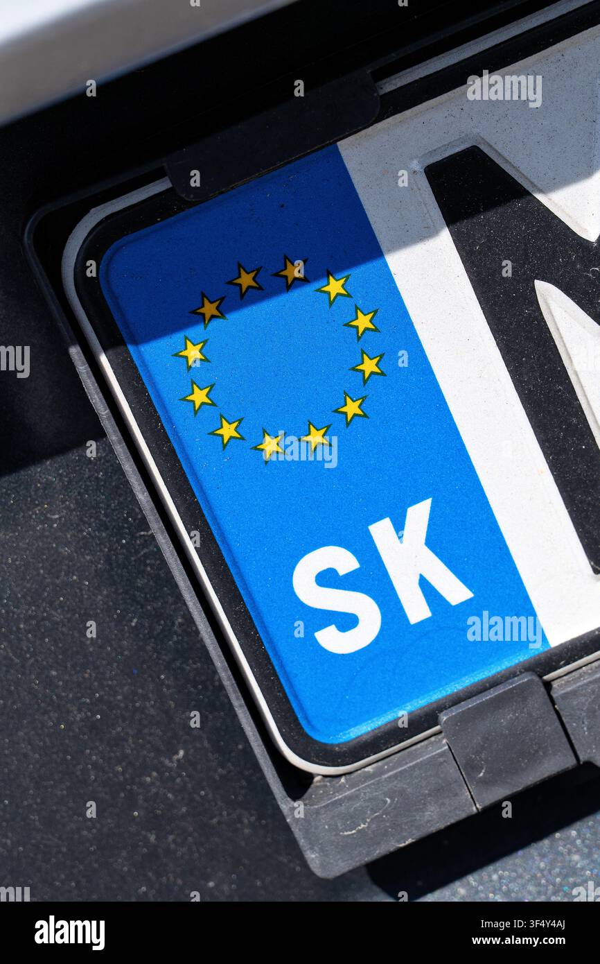 Identifiant de pays d'une plaque d'immatriculation de l'UE : Slovaquie Banque D'Images