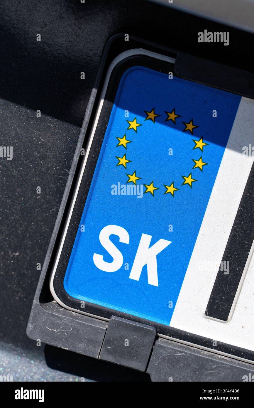 Identifiant de pays d'une plaque d'immatriculation de l'UE : Slovaquie Banque D'Images