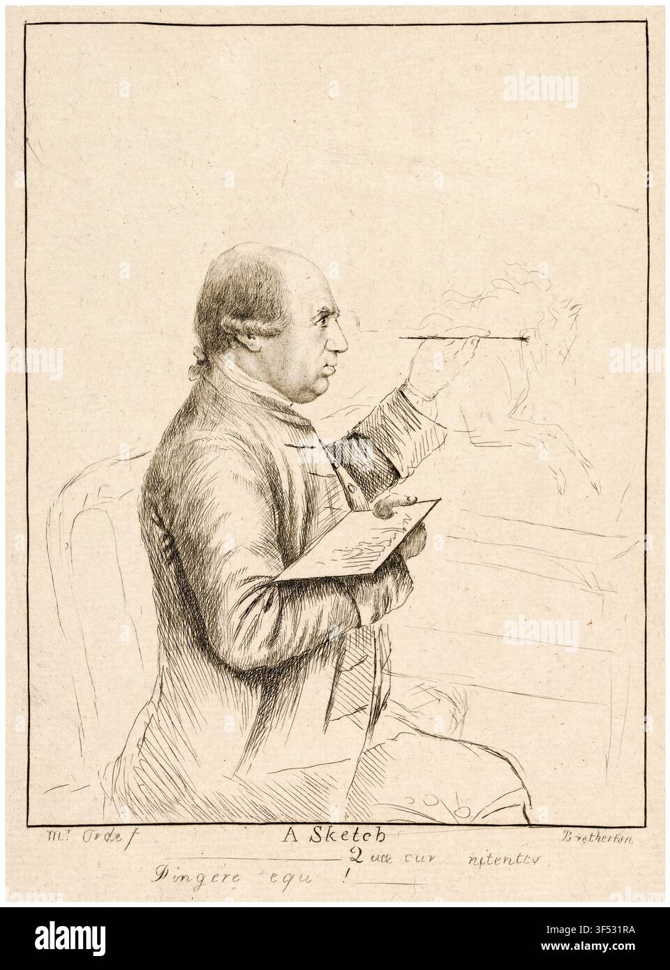 George Stubbs (1724-1806), peintre anglais, gravure de portrait par James Bretherton d'après Thomas Orde (Lord Bolton), 1750-1799 Banque D'Images