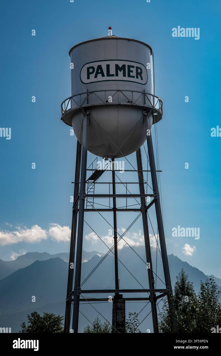 Palmer, Alaska. Le château d'eau de Palmer est une attraction touristique incontournable lors de votre visite de la ville. Banque D'Images