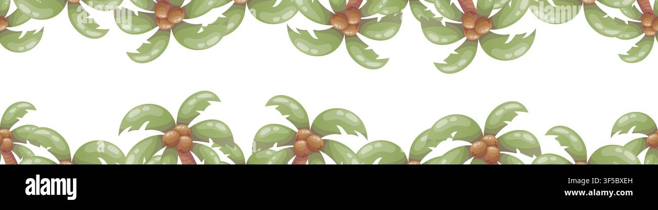 Bordure horizontale sans couture mettant en scène des palmiers à noix de coco Illustration de Vecteur