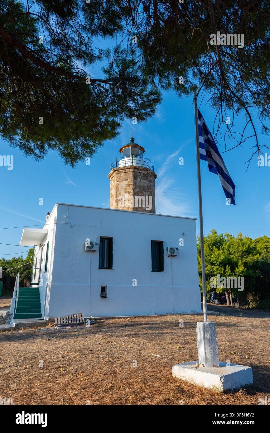Phare de Katakolo près du port de la ville, Péloponnèse, Grèce Banque D'Images