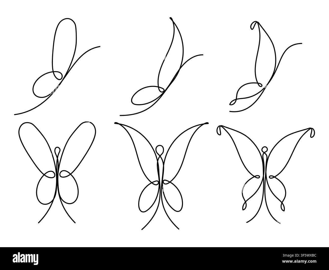 Papillon dans un style de dessin en ligne continue avec des formes abstraites. Illustrations vectorielles pour la décoration, le design graphique, le logo Illustration de Vecteur