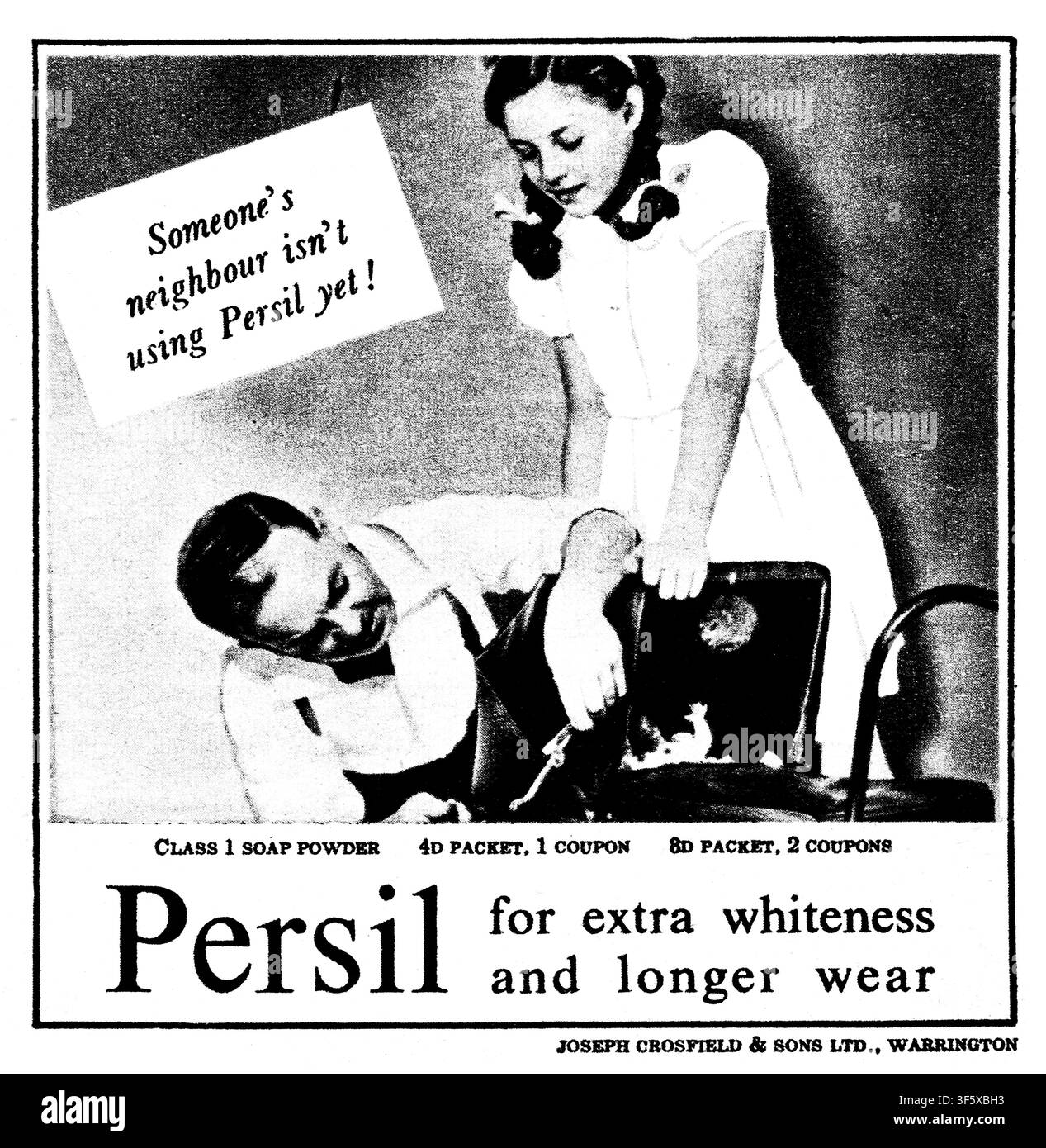 1945 Magazine illustré, publicité, lessive Persil fabriquée par Joseph Crosfield & Fils, Warrington Banque D'Images