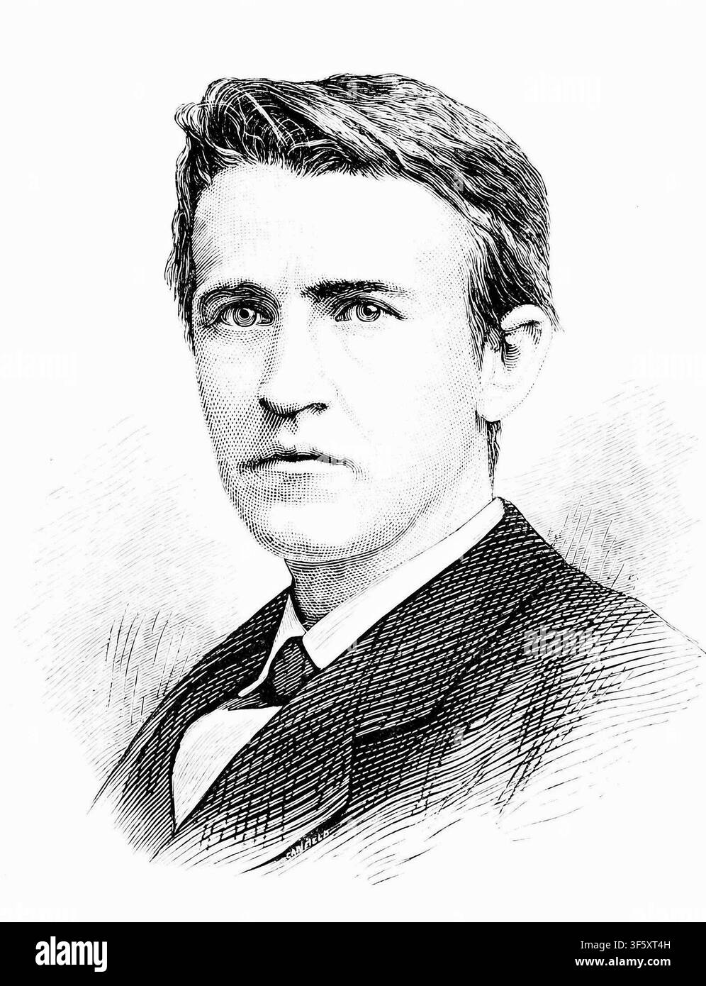 Thomas Edison. Illustration de portrait de l'inventeur et homme d'affaires américain Thomas Alva Edison (1847-1931), 1878 Banque D'Images