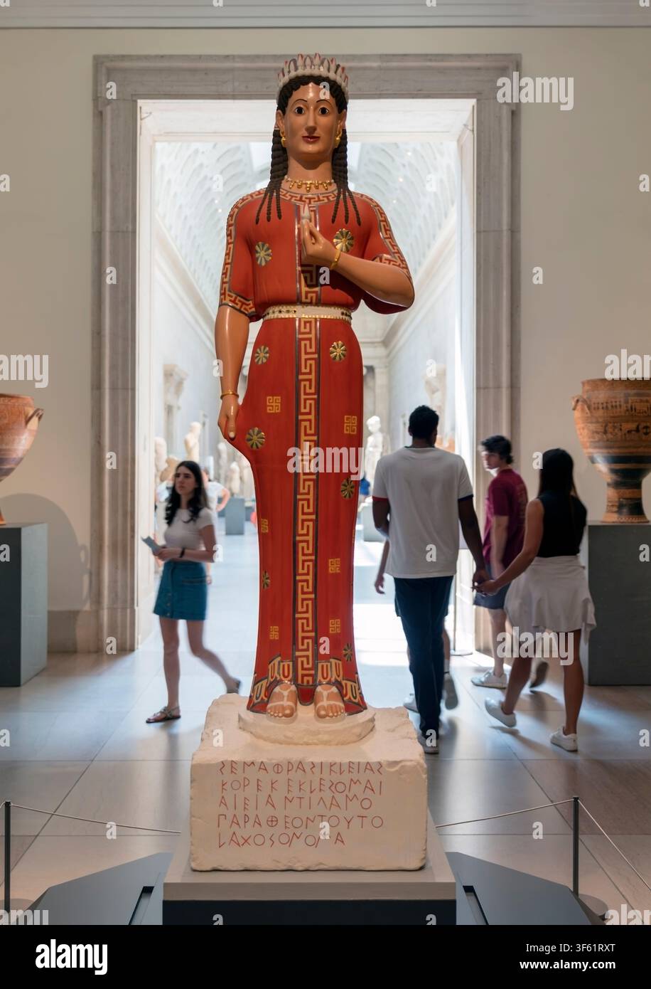 Reconstitution peinte de la Phrasikleia Kore, statue grecque archaïque, Metropolitan Museum of Art (The Met), New York City, États-Unis Banque D'Images