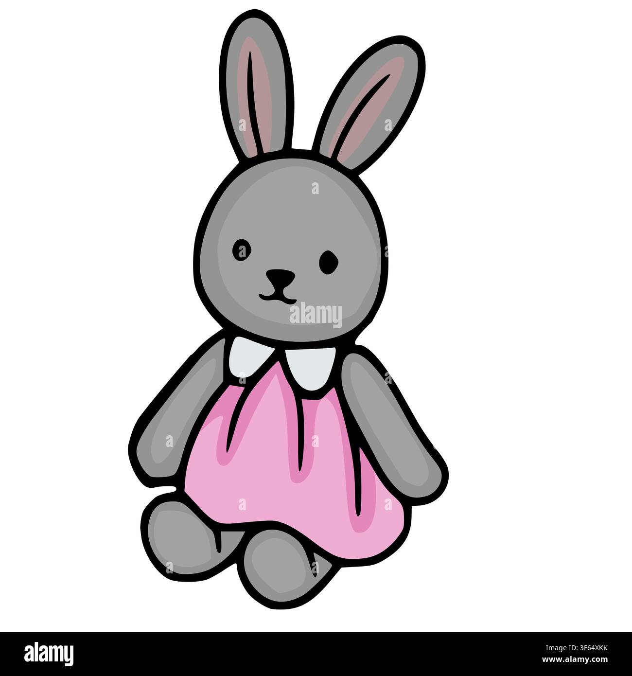 Jouet lapin gris mignon en robe rose, illustration vectorielle Illustration de Vecteur