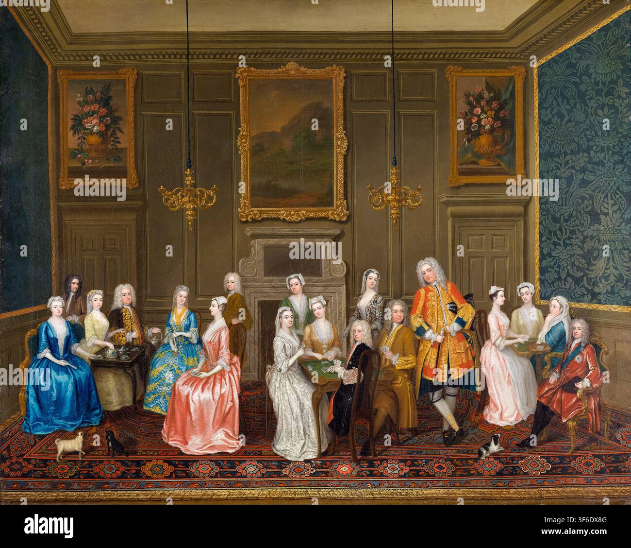 Thé chez Lord Harrington, St. James's, peinture à l'huile sur toile par Charles Philips, 1730 Banque D'Images