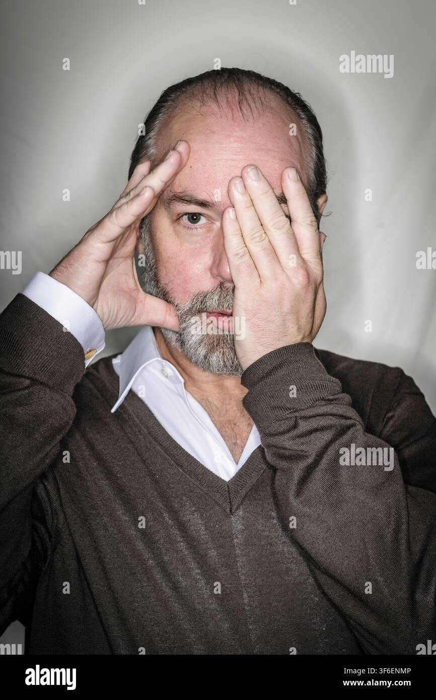 Portrait de l'écrivain Douglas Coupland, artiste visuel et écrivain canadien Banque D'Images