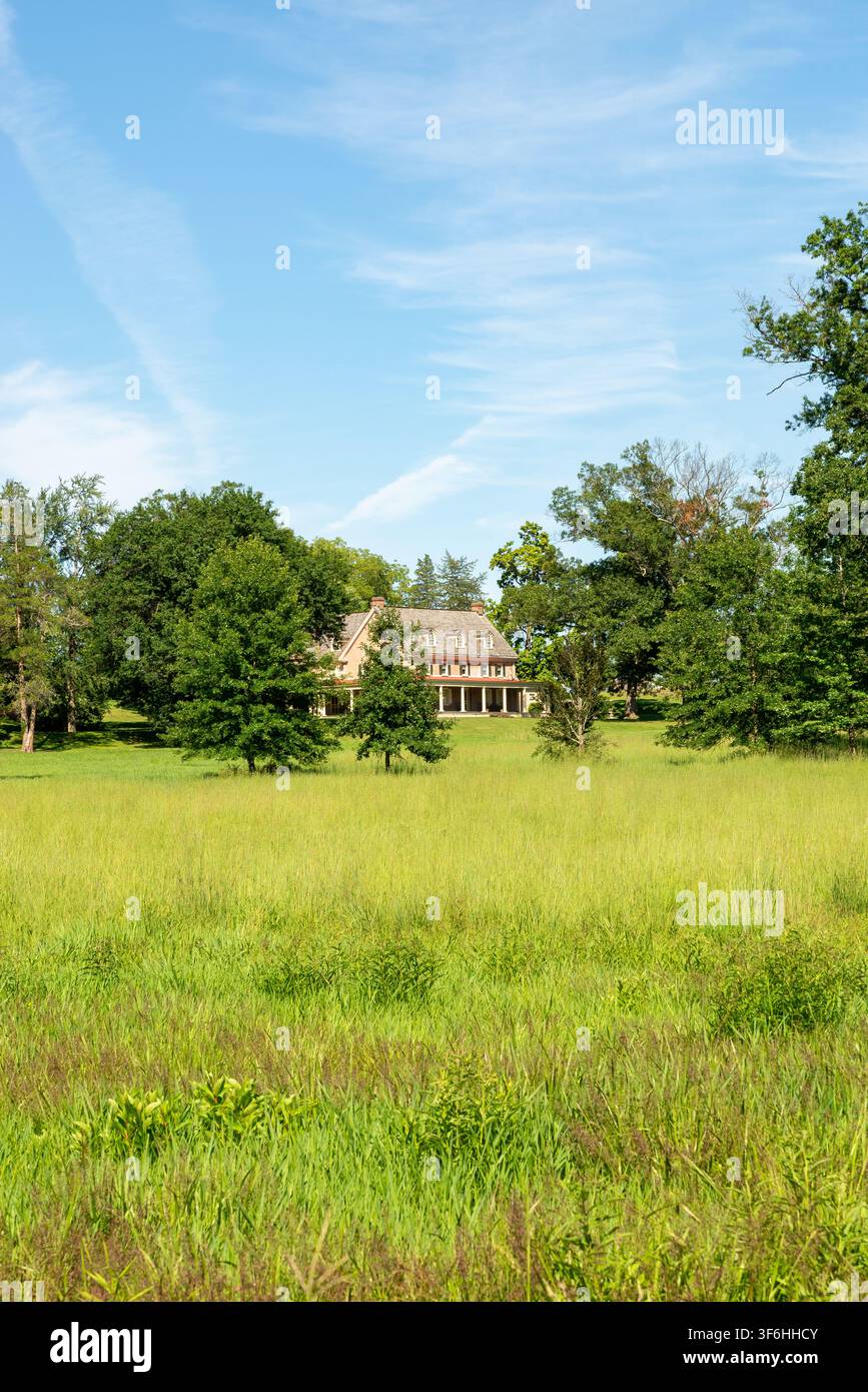 Manoir historique Pennypacker Mills à Schwenksville, Pennsylvanie, mettant en valeur l'architecture de style colonial revival et le riche héritage de ce site historique Banque D'Images