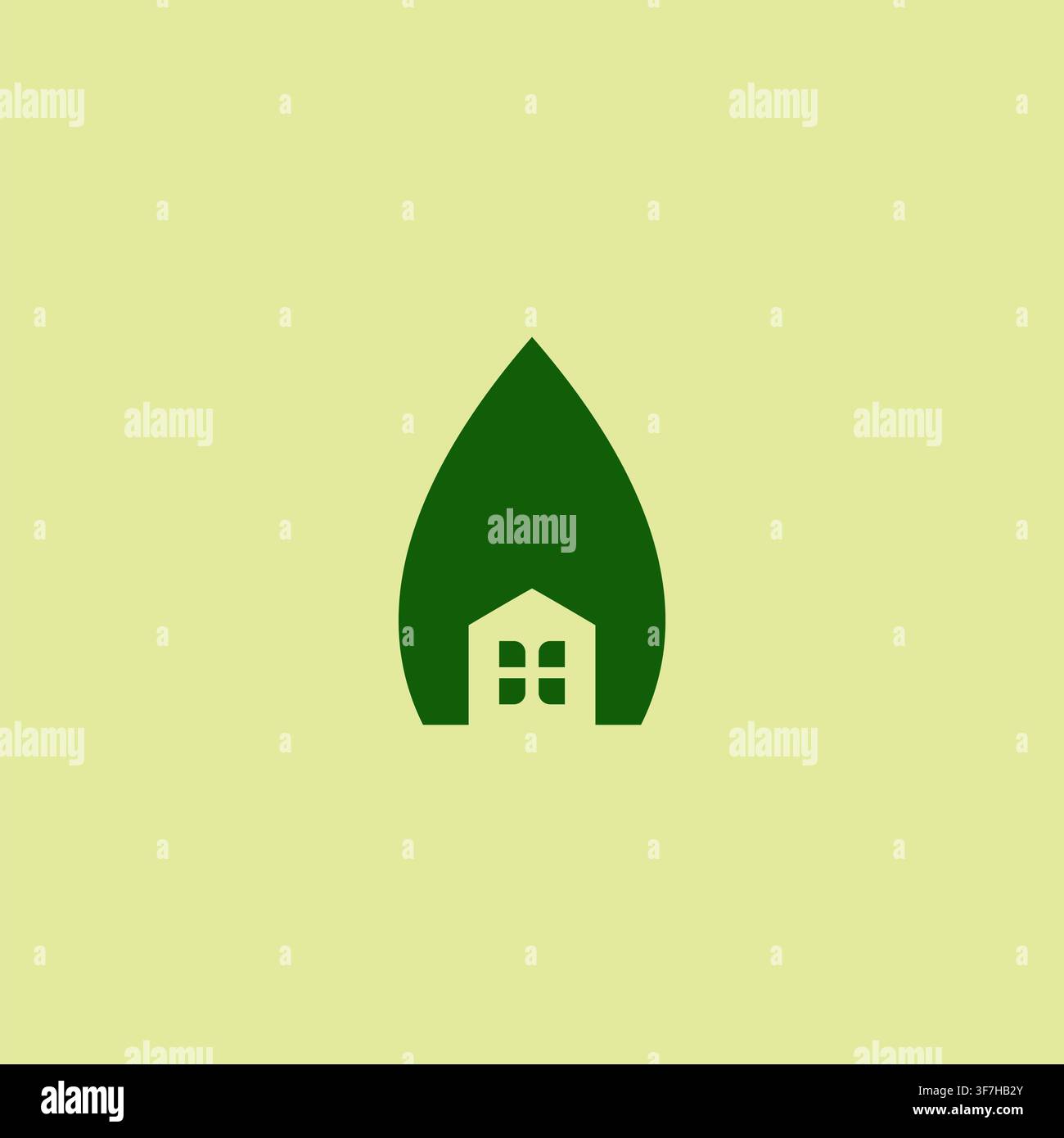 Illustration vectorielle du logo Green House. Conception d'icône de feuille de maison Illustration de Vecteur