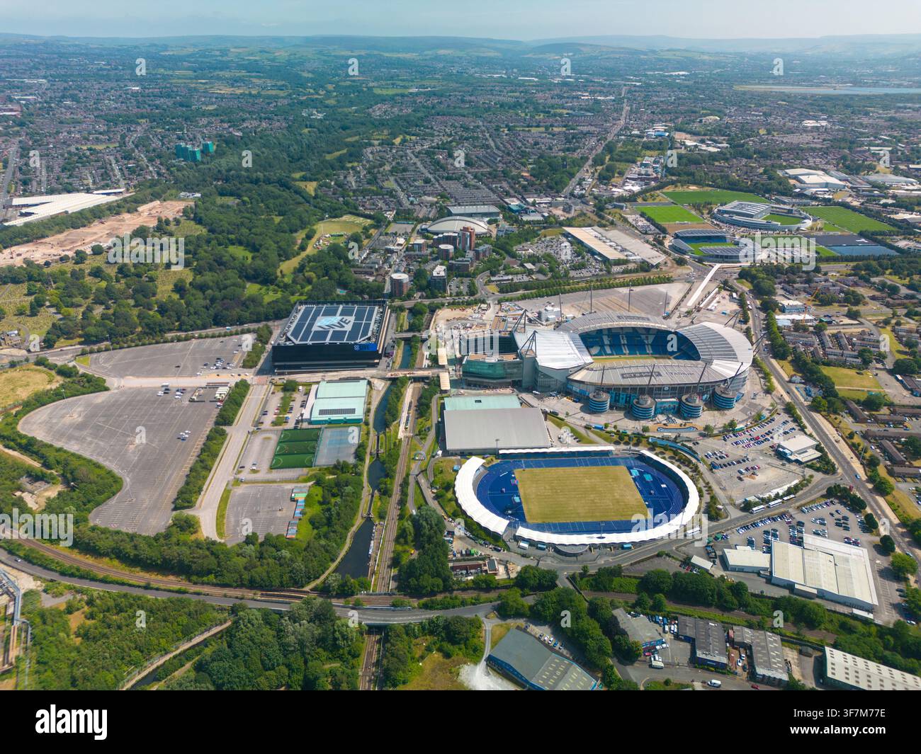 Stade Etihad Manchester Vue aérienne Royaume-Uni Banque D'Images