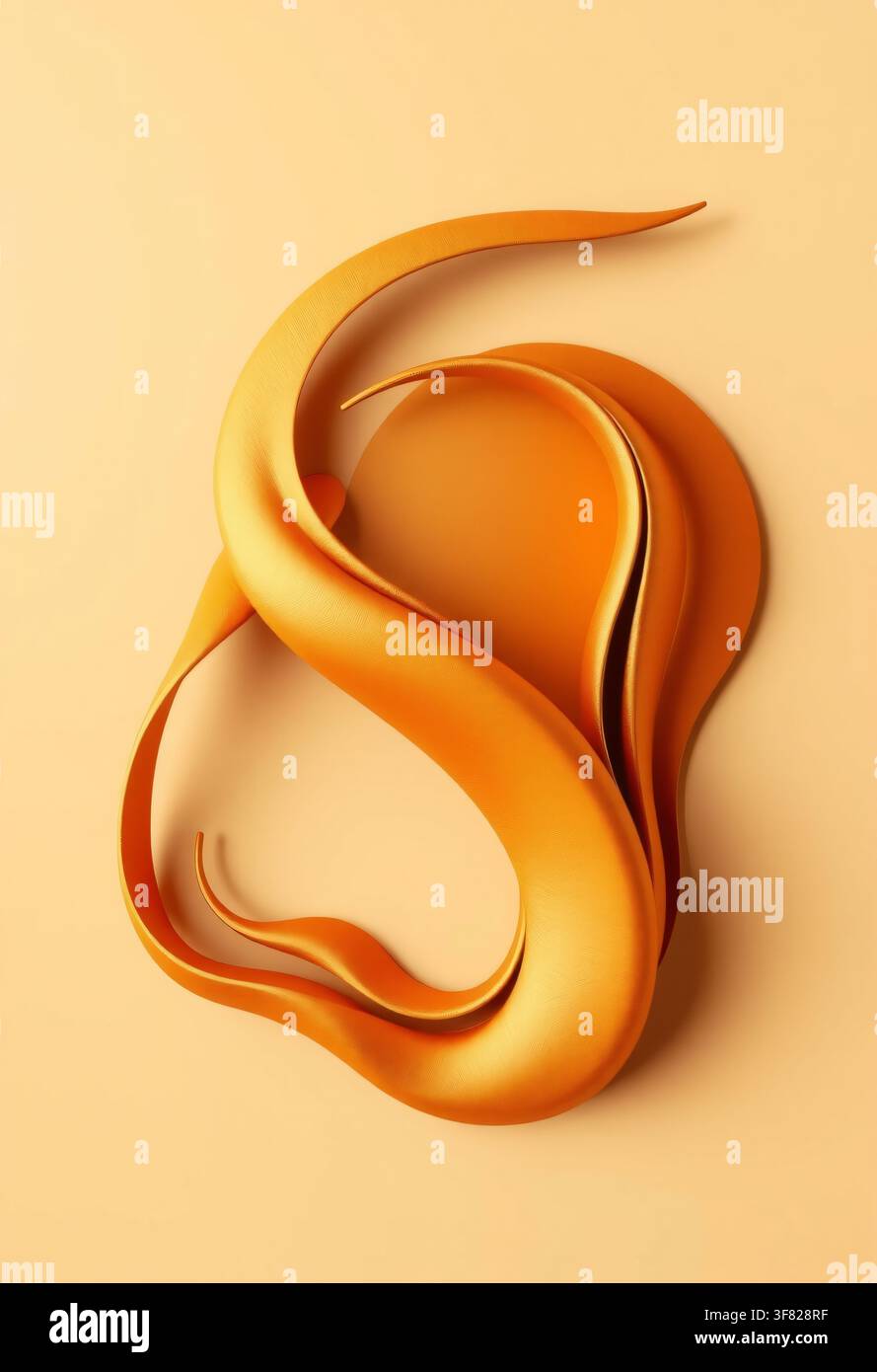 Une pièce captivante d'art numérique abstrait mettant en scène une spirale dynamique qui ressemble à une forme organique, rendue dans des nuances vibrantes d'orange contre un Banque D'Images