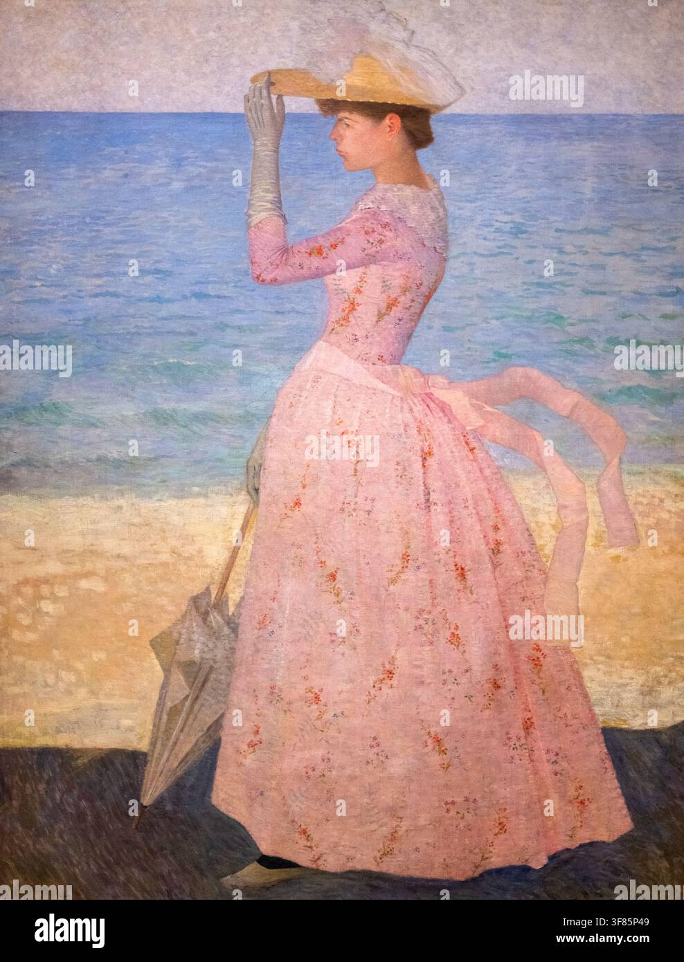 La femme à l'ombrelle par Artiside Maillol - Peinture à l'huile originale Banque D'Images