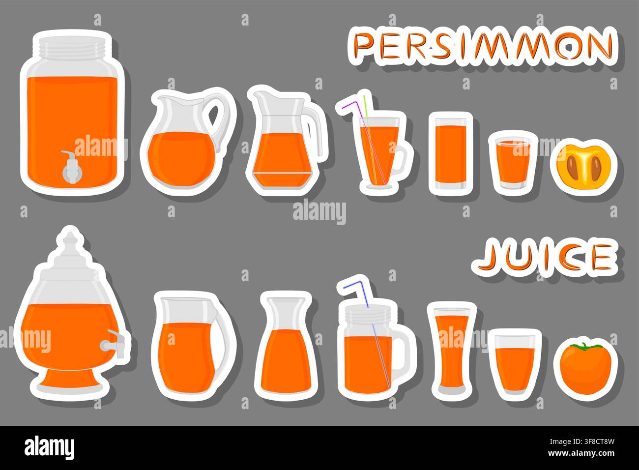 Illustration sur le thème grand kit verrerie de différents types, cruches à kaki de différentes tailles, verrerie composée de cruches en plastique organique pour kaki fluide Illustration de Vecteur