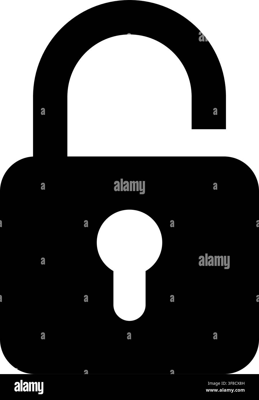Icône de cadenas ouvert avec serrure, Symbole de déverrouillage simple pour la sécurité, l'accès, la confidentialité, l'authentification, le mot de passe, la connexion, la protection des données, l'autorisation Illustration de Vecteur