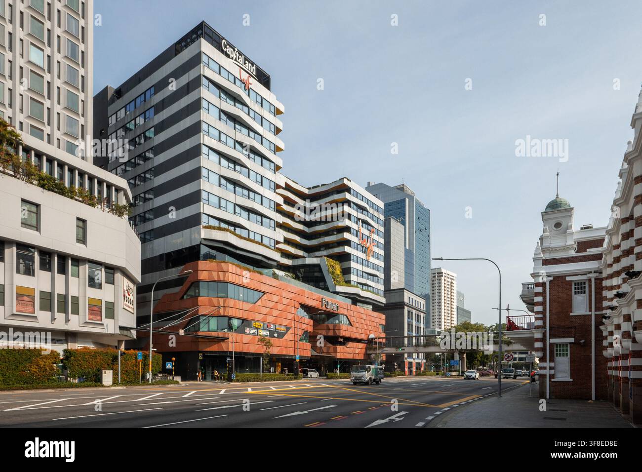 Centre commercial Funan Lyf Hotel Singapour Banque D'Images