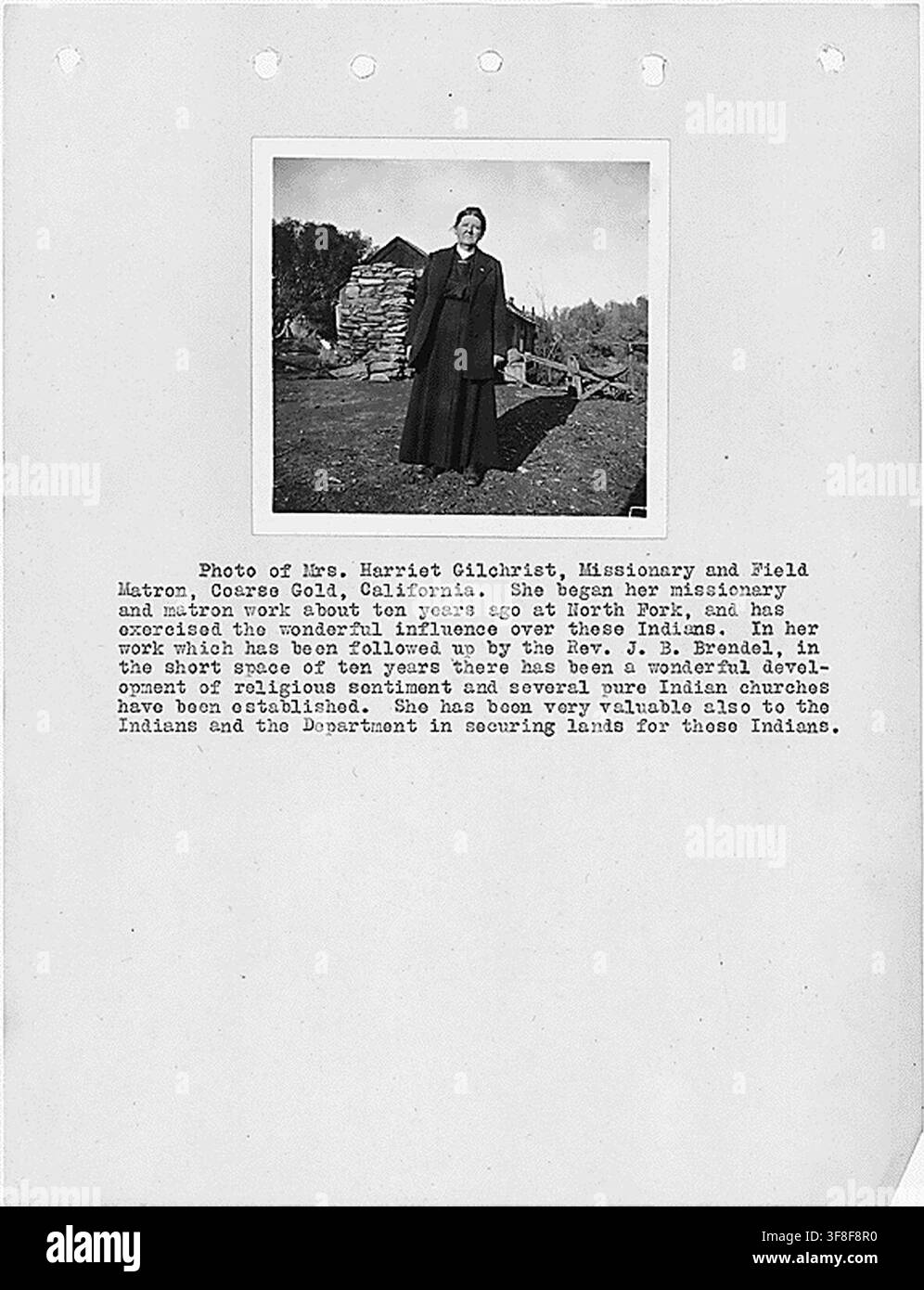 Mme Harriet Gilchrist, missionnaire et matrone de terrain, à Coarse Gold, Californie, d’un rapport d’enquête de 1920 sur les comtés de Fresno et Madera. Banque D'Images