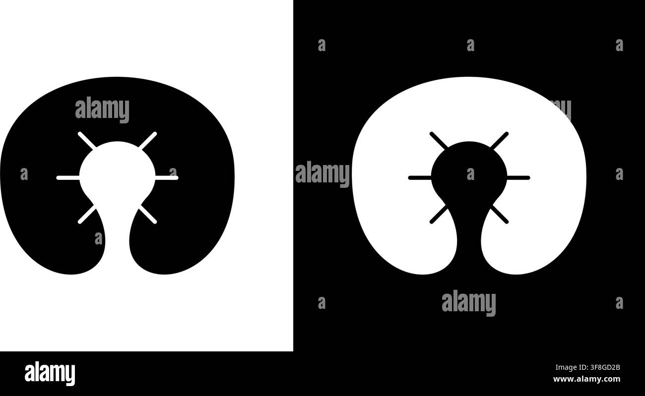Icône unie de coussin orthopédique pour le cou. Symbole Silhouette de coussin anti-douleur et confort pour le coccinelle. Oreiller de soutien ergonomique pour les sièges. Vecteur isolé Illustration de Vecteur