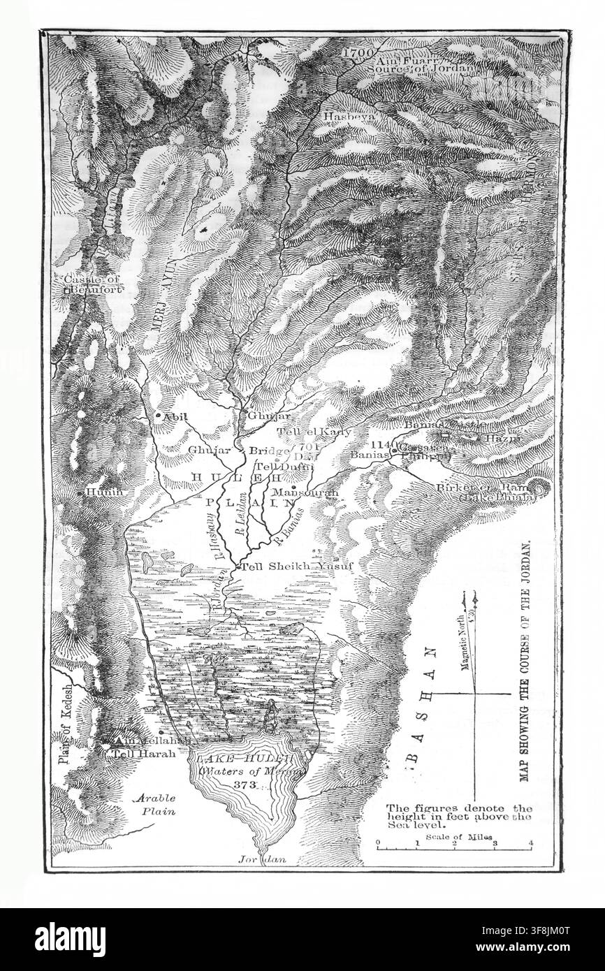 Carte montrant le cours du Jourdain dans The Bible Educator édité par le Révérend E.H. Plumptre, Vicaire de Bickeley, Prébendier de Saint-Paul et professeur Banque D'Images