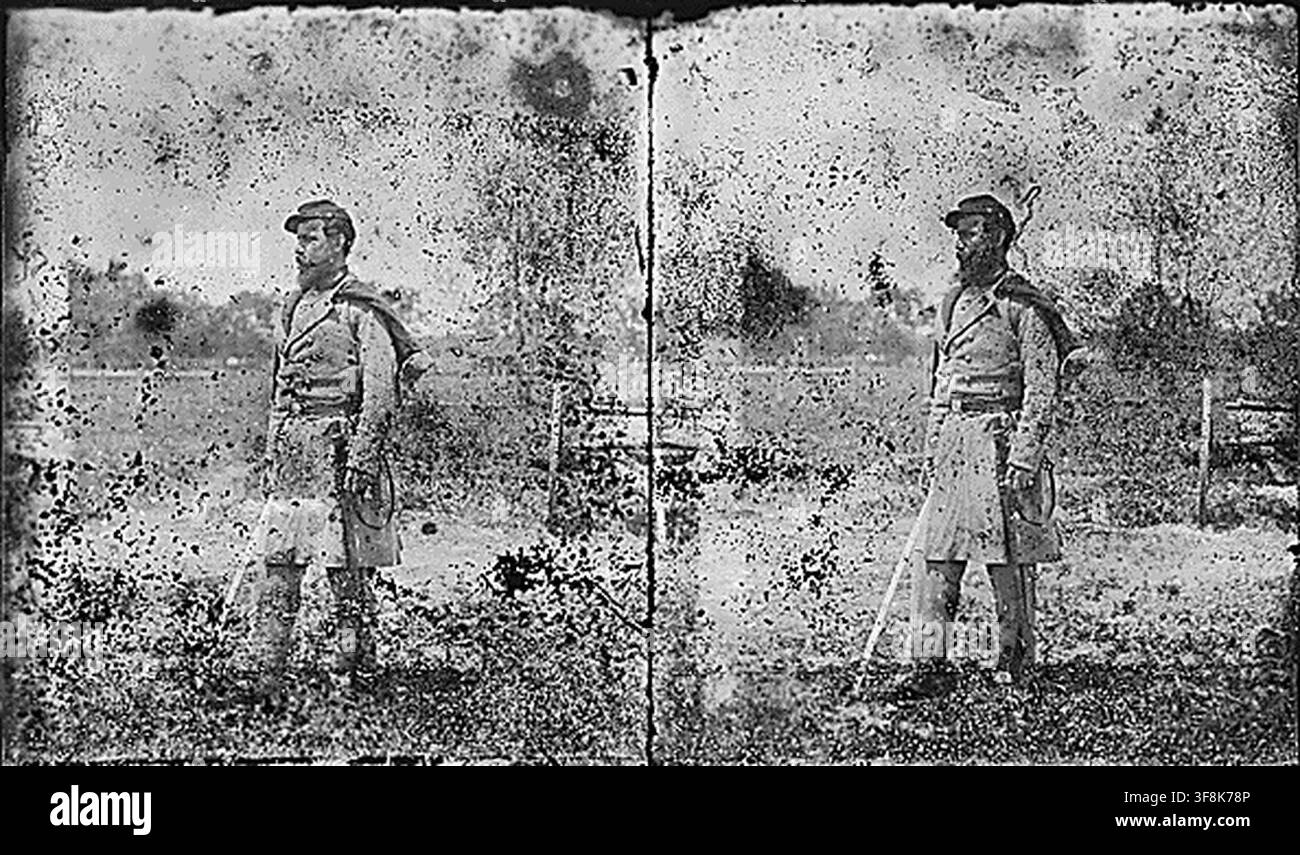 Un soldat de la 7e infanterie, par Mathew Brady, un photographe américain, pendant l'époque de la guerre de Sécession. Banque D'Images