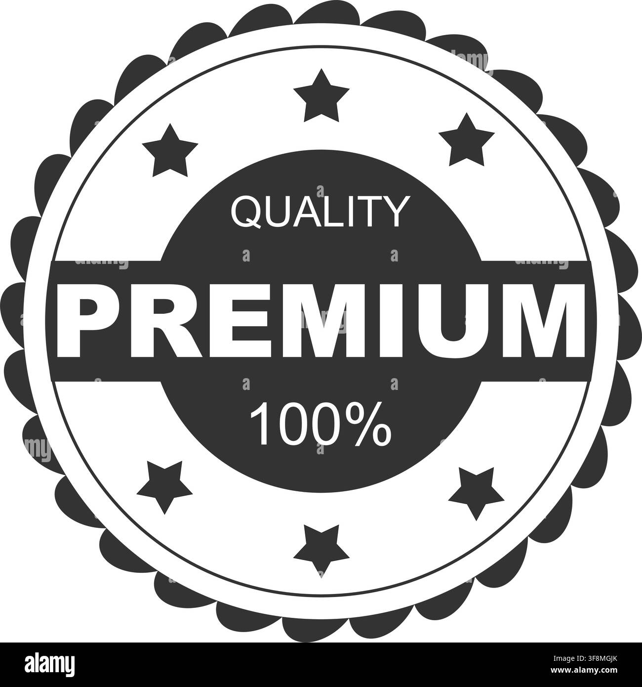 Badge de certification rond 100 % de qualité supérieure avec icônes en forme d'étoile Illustration de Vecteur