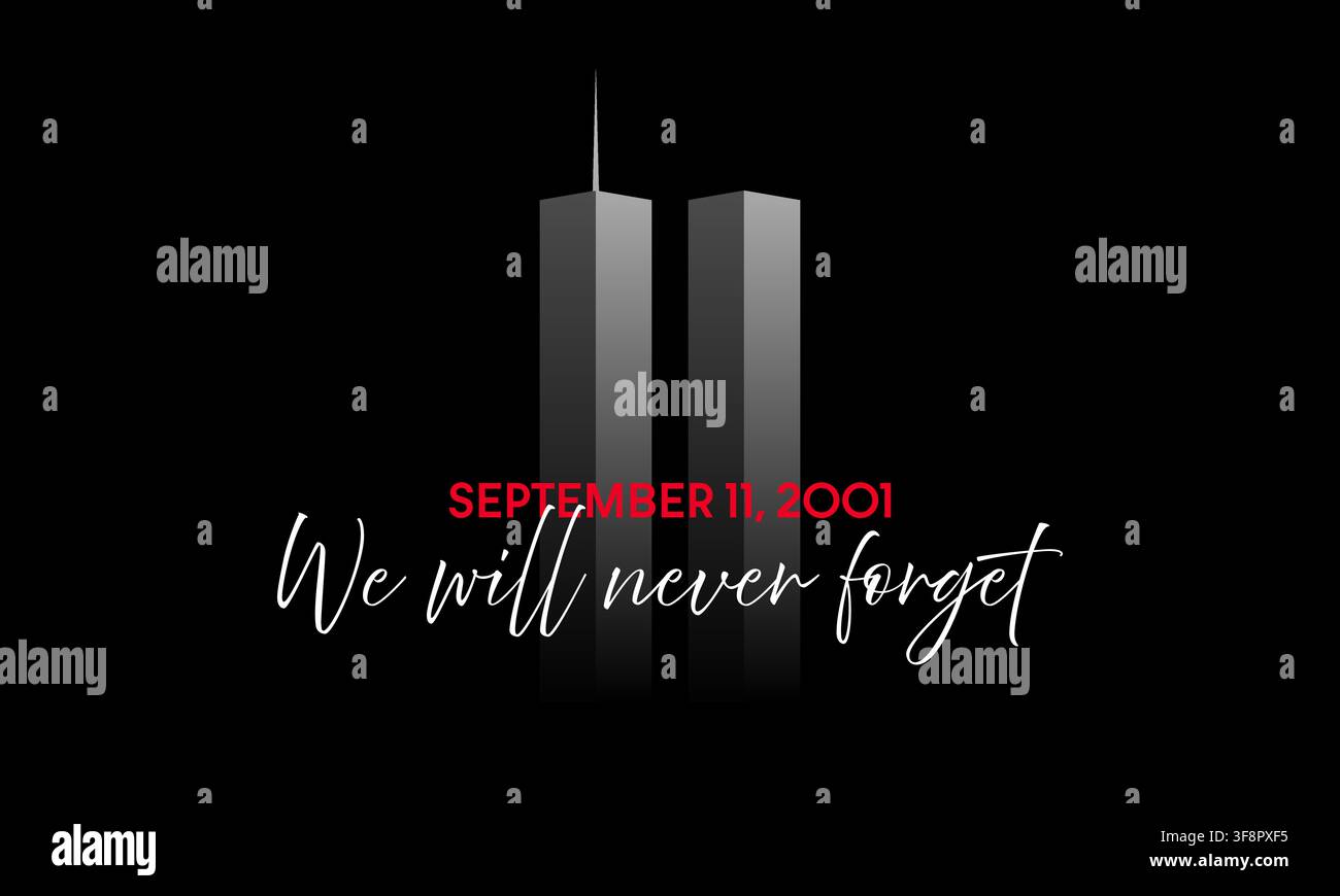 Fond du 11 septembre, affiche du 9 11, carte noire de la Journée du Patriotisme Illustration de Vecteur