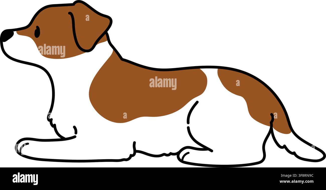 Illustration simple et mignonne d'un Jack Russell Terrier allongé Illustration de Vecteur