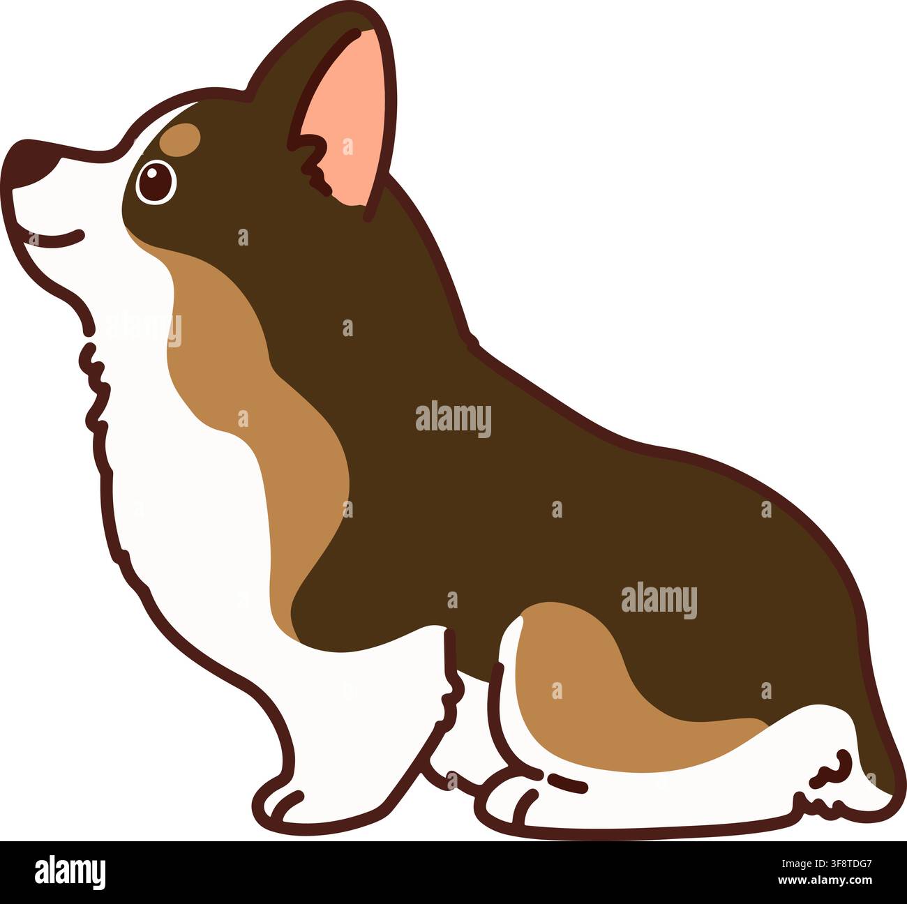 Silhouette d'un mignon Corgi couleur sable en vue de côté Illustration de Vecteur
