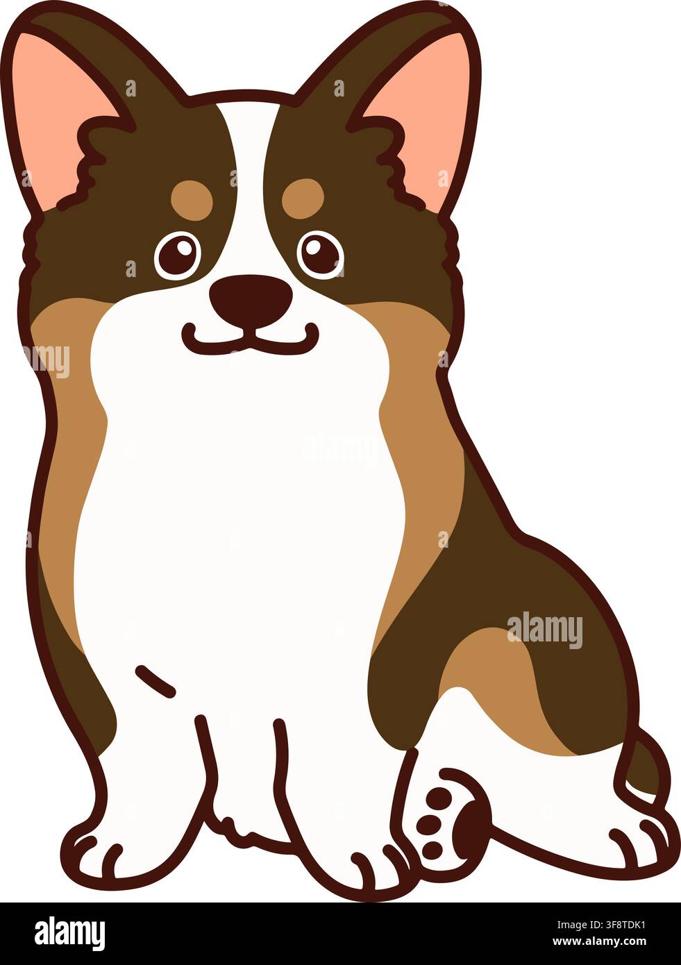 Silhouette d'un mignon Corgi couleur sable vu de face Illustration de Vecteur