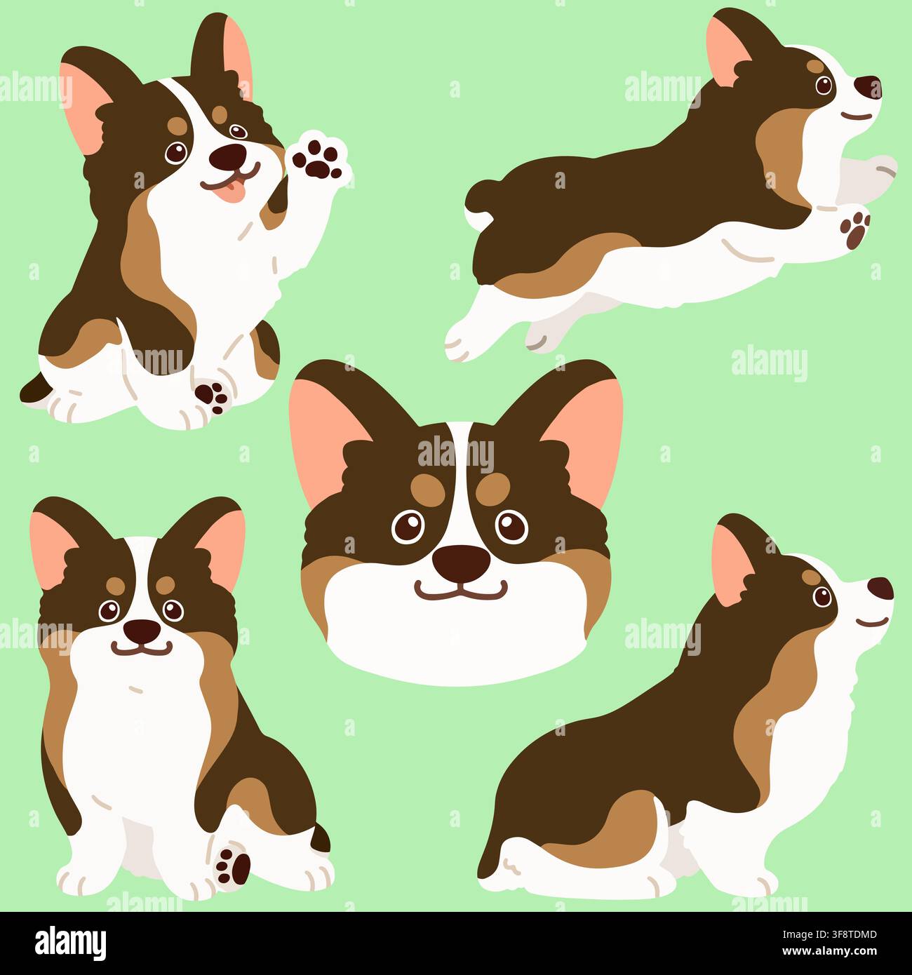 Illustrations plates de Corgis couleur sable Illustration de Vecteur