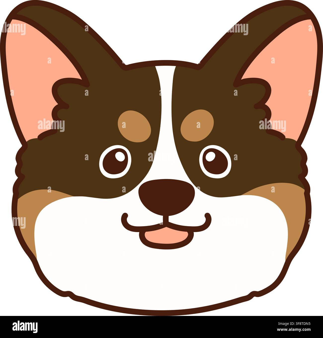 Visage de Corgi de couleur sable mignon souligné Illustration de Vecteur