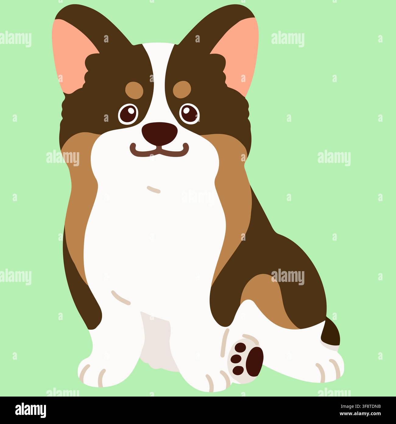 Corgi de couleur plat et mignon, couleur sable, assis de face Illustration de Vecteur