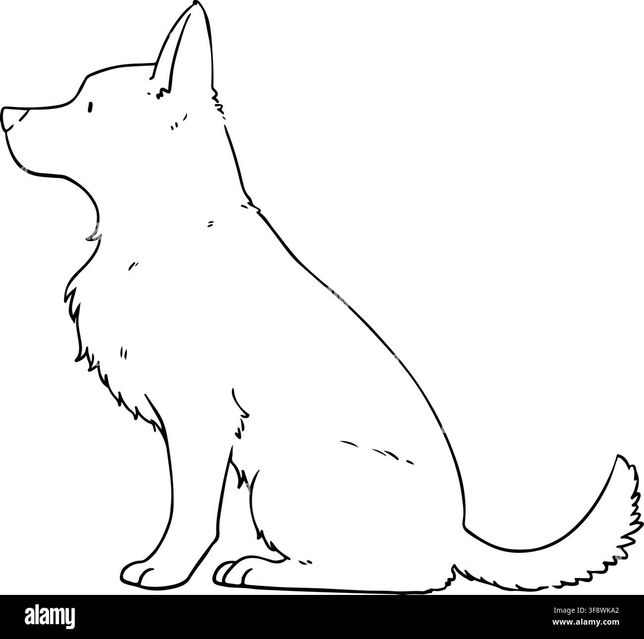 Berger allemand assis en silhouette uniquement Illustration de Vecteur