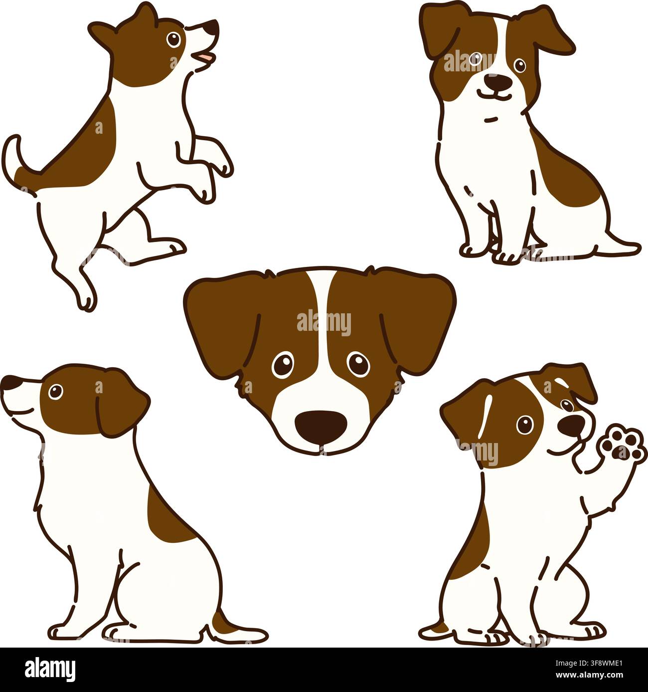 Set de Jack Russell Terrier contourné Illustration de Vecteur