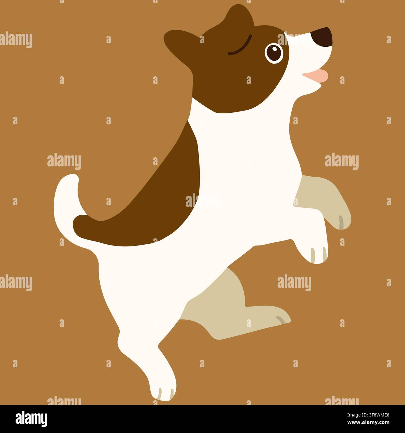 Jack Russell Terrier sautant sur le côté couleur plate Illustration de Vecteur