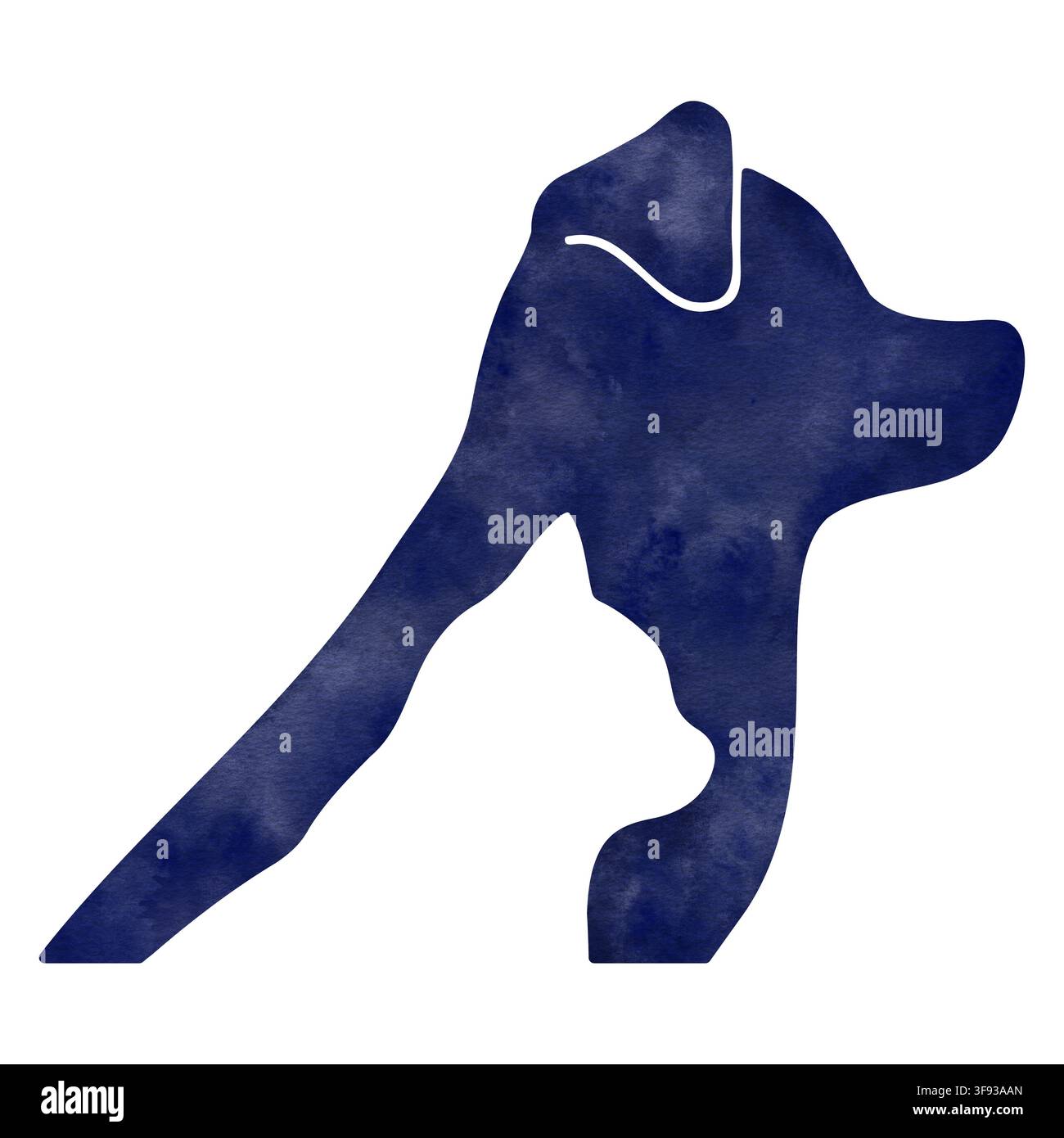 Logo chien et chat aquarellé indigo vue de côté Banque D'Images