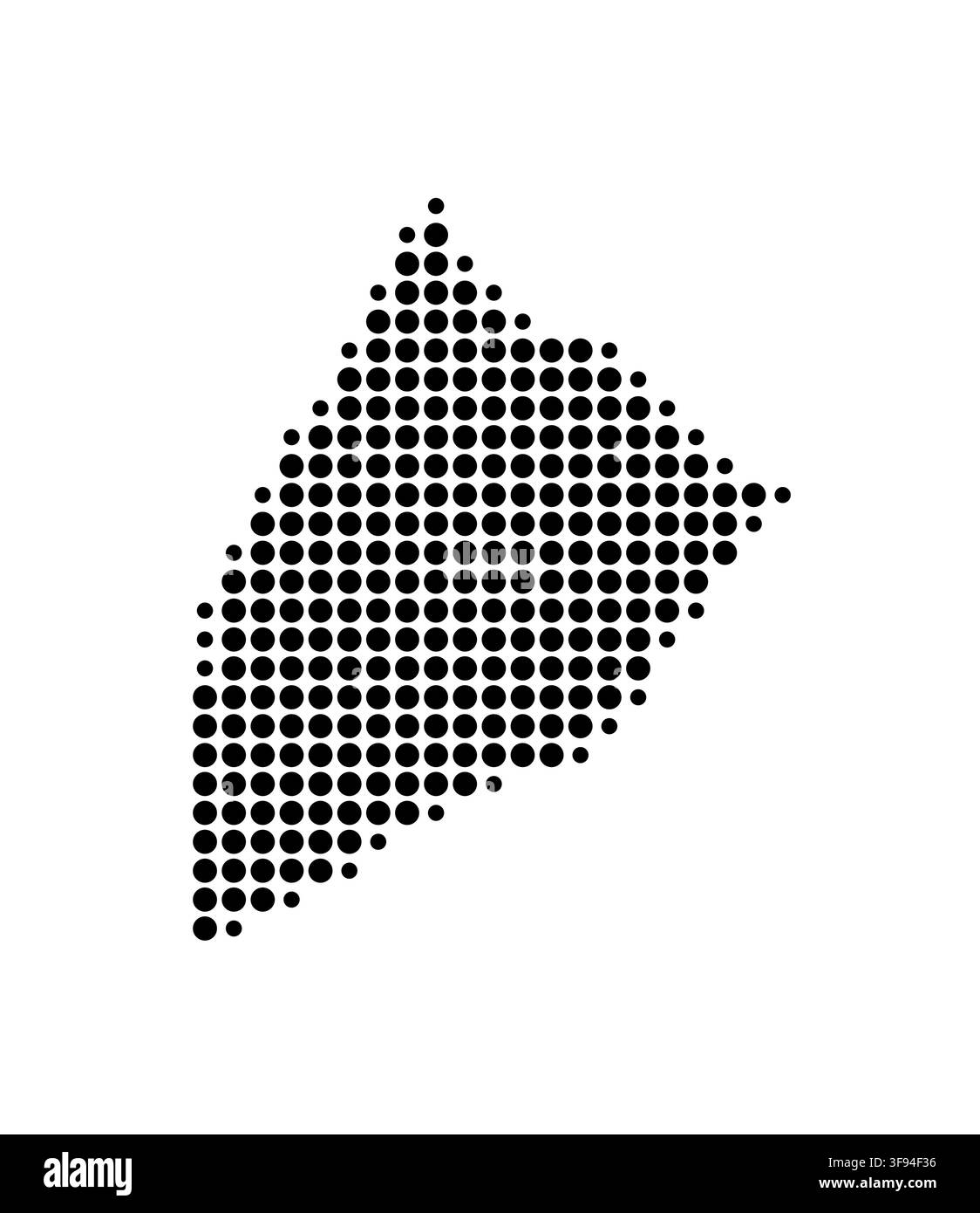 Carte symbolique du Secteur Autonome de Bissau (Guinée-Bissau) montrant la zone avec un motif de cercles noirs Illustration de Vecteur