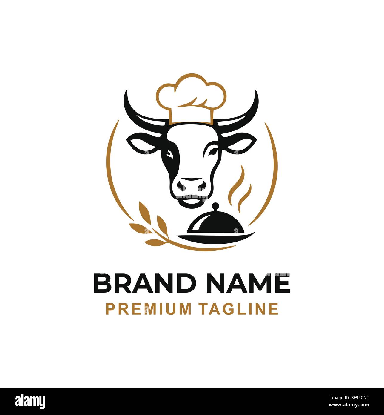 Conception vectorielle de logo pour un restaurant moderne Chef Bull Steakhouse Illustration de Vecteur