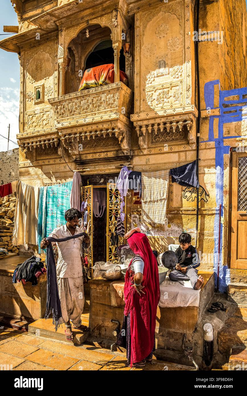 Inde Rajasthan Jaisalmer Ruelles de la vieille ville dans le fort de Jaisalmer Banque D'Images