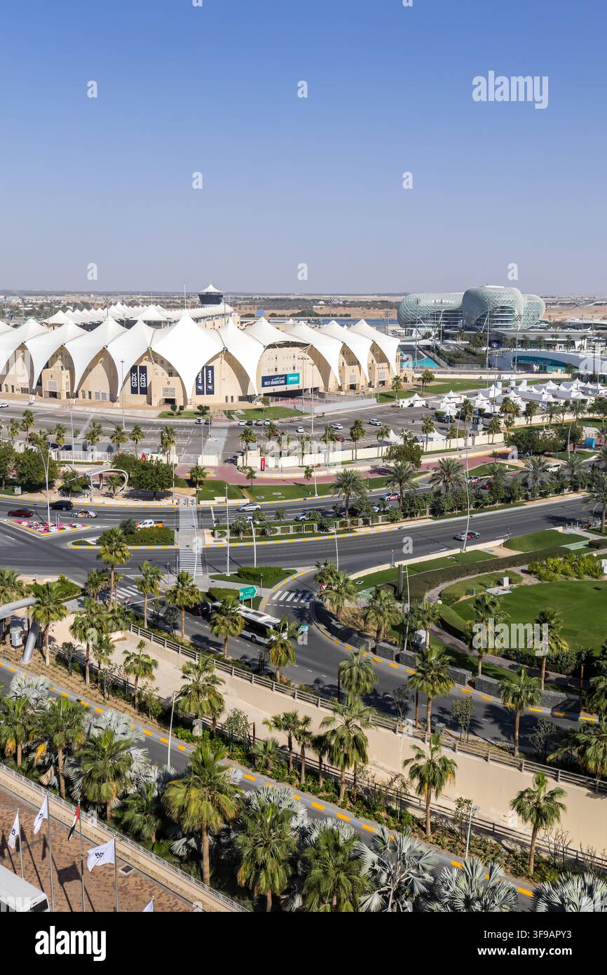 Abu Dhabi, Émirats arabes unis - 19 février 2026 : Circuit Yas Marina, piste de course de Formule 1 Grand Prix à Abu Dhabi, Émirats arabes unis. Banque D'Images
