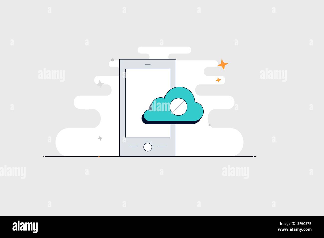 Téléphone mobile avec icône de bouclier éclair pour la sécurité et la protection de l'alimentation Illustration de Vecteur