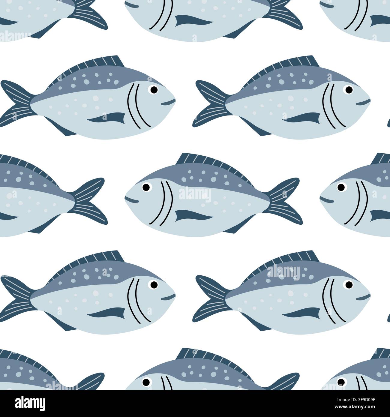 Motif sans couture de poisson dorado bleu mignon Illustration de Vecteur