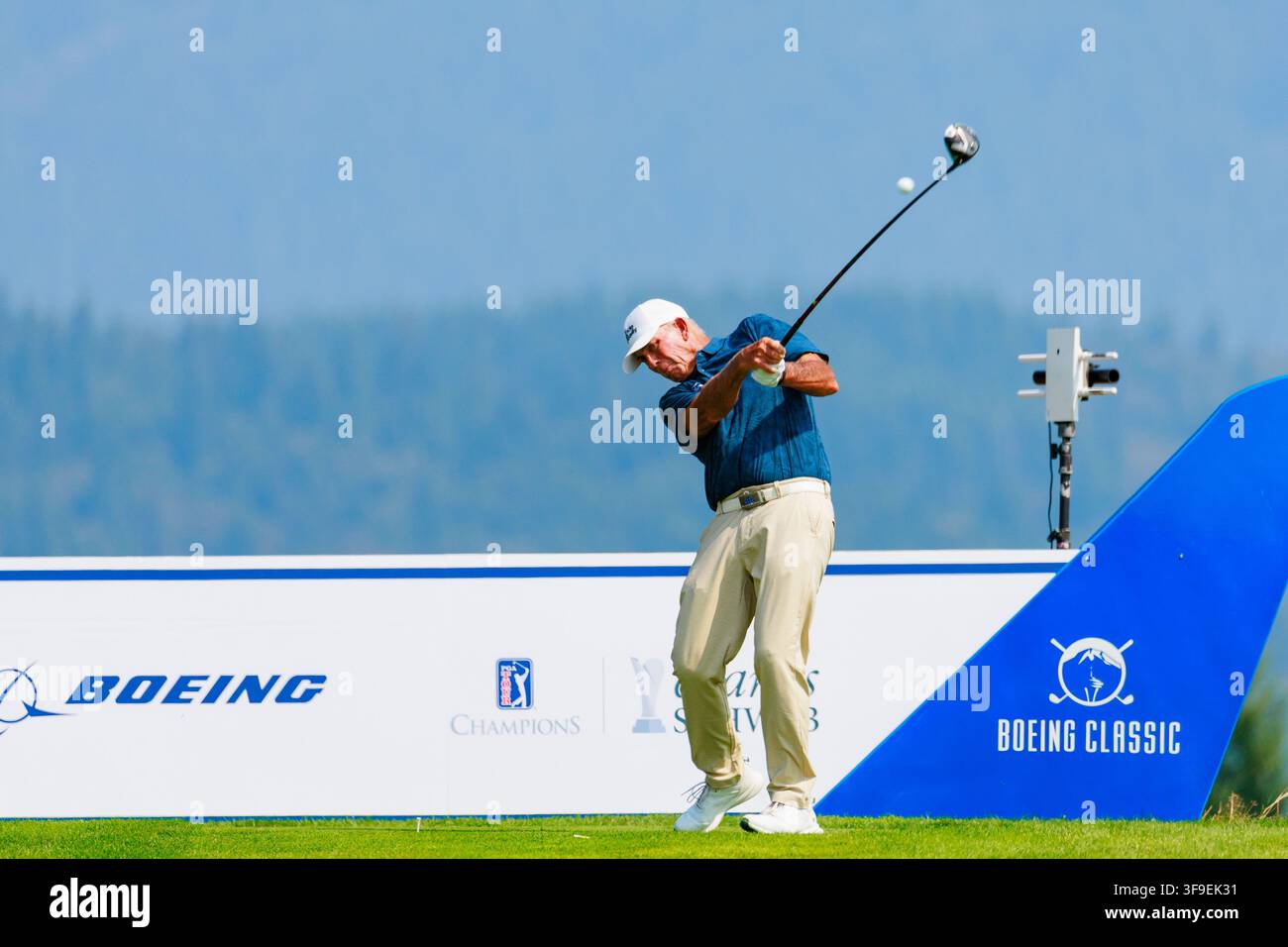 Snoqualmie, Washington, États-Unis. 14 août 2026. TOM LEHMAN suit son coup de départ au tee #18 lors du premier jour du Boeing Classic 2026 au The Club at Snoqualmie Ridge, Snoqualmie, Washington. (Credit Image: © Jason Wang/ZUMA Press Wire) USAGE ÉDITORIAL UNIQUEMENT ! Pas pour un USAGE COMMERCIAL ! Banque D'Images