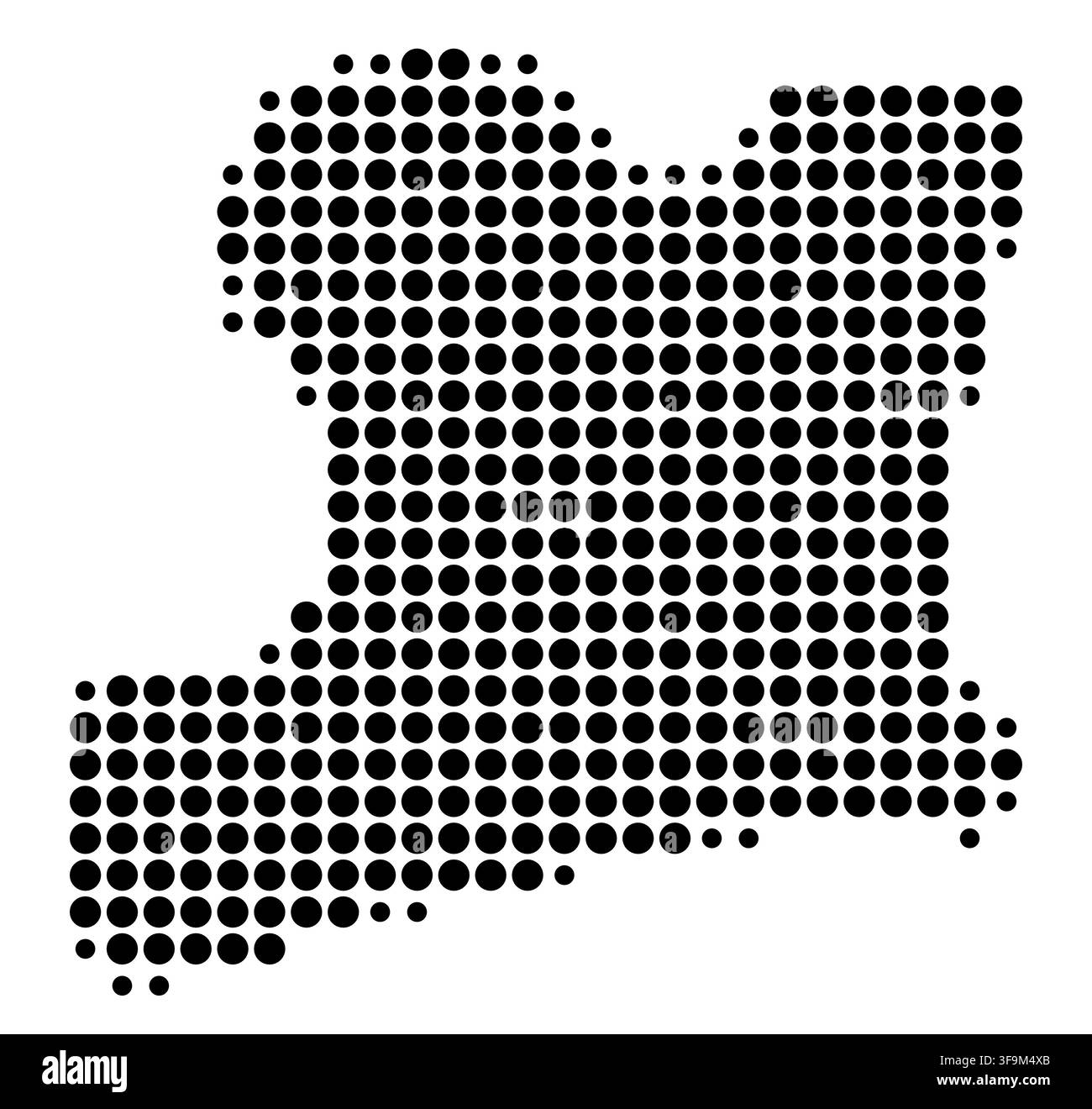 Carte symbolique du district unitaire (ville) d'Aberdeen (Écosse) montrant la zone avec un motif de cercles noirs Illustration de Vecteur