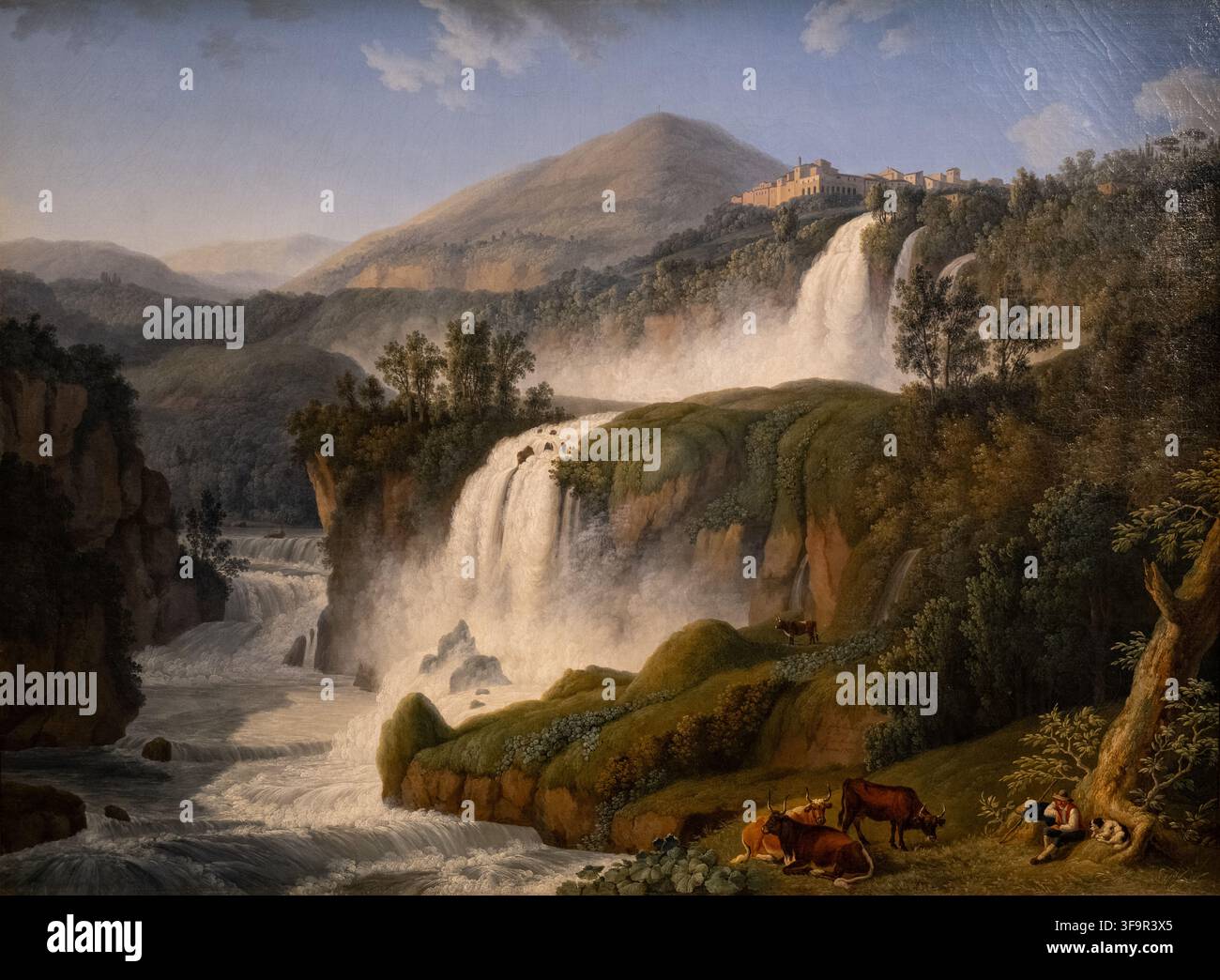 Peinture de Jacob Philipp Hackert intitulée La Grande Cascade de Tivoli près de Rome au Musée du Belvédère supérieur à Vienne Banque D'Images