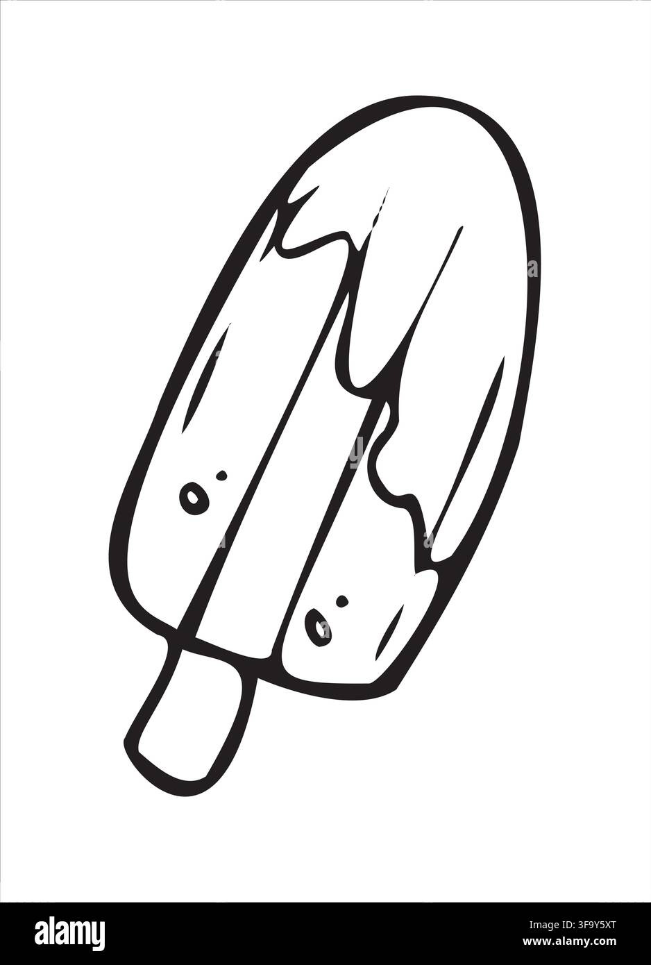 Découpes d’autocollants de cornet de glace Fond blanc, objet unique Illustration de Vecteur