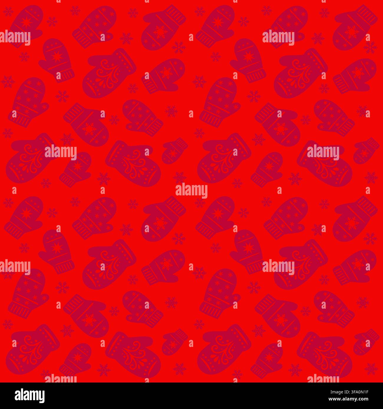 Motif sans joint dense avec mitaines et flocons de neige dans des tons rouges festifs Illustration de Vecteur